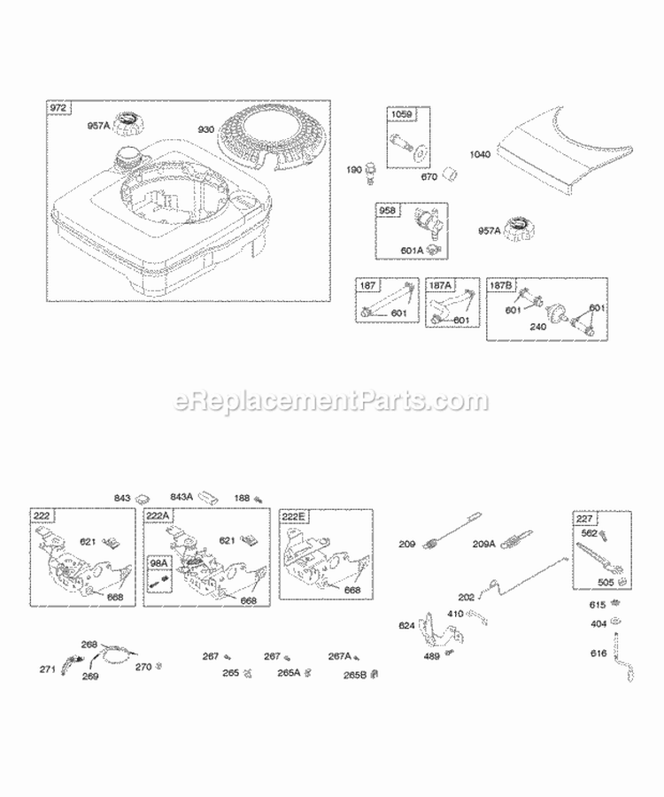Controls Fuel Supply Governor Spring Diagram and Parts List for 12F782-0646-01  Briggs and Stratton Engine